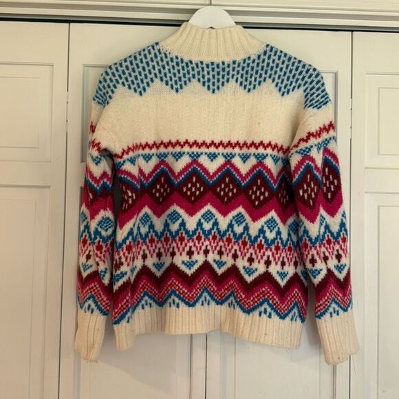 Loft colorful fairisle cozy mock neck sweater small - Picture 6 of 9